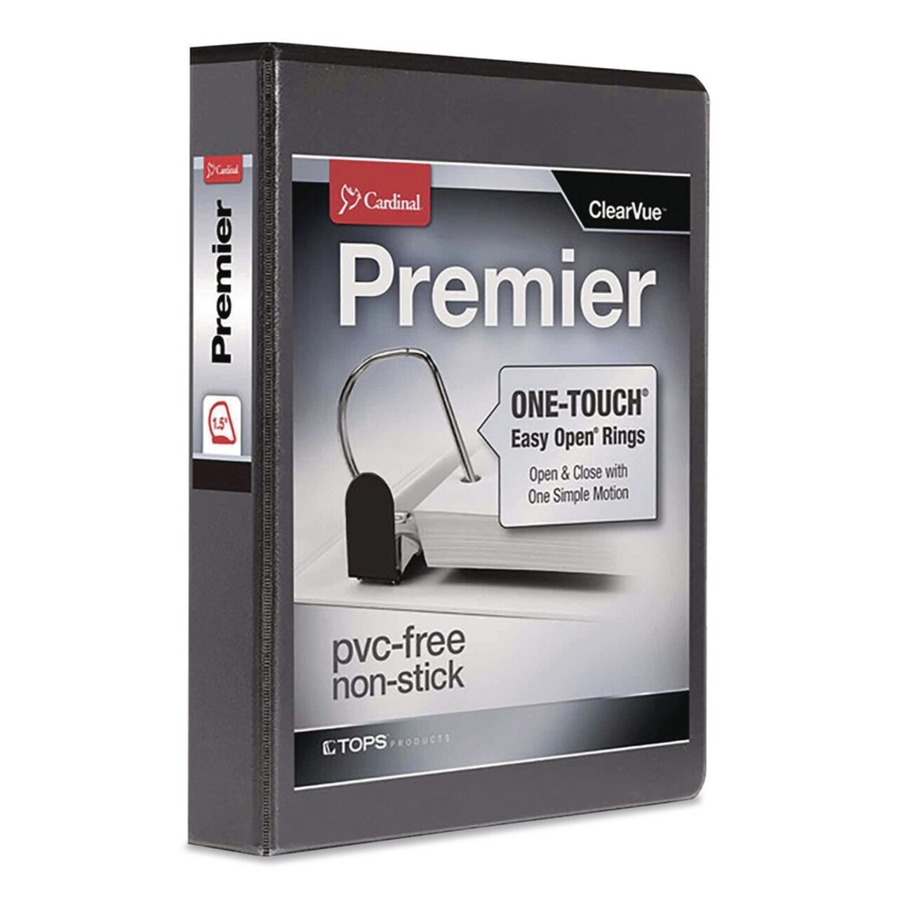 Cardinal Premier Easy Open 1-1/2 in. Capacity 11 in. x 8-1/2 in. 3 Ring ClearVue Locking Slant-D Ring Binder - Black